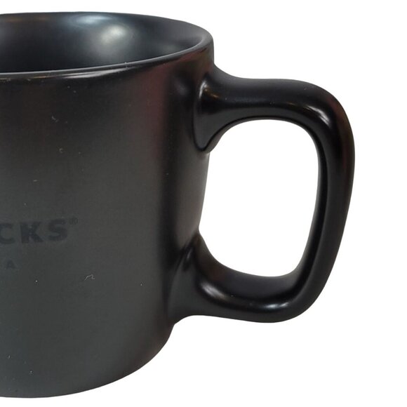 Starbucks SEA 71 WA Mug Set Black 12oz Spell Out Logo Square Handle Matte 2018 - Picture 4 of 8